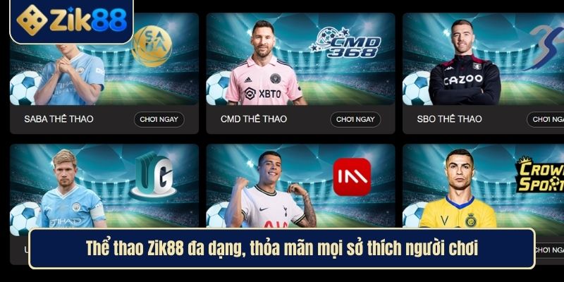 Thể thao Zik88 đa dạng, thỏa mãn mọi sở thích người chơi
